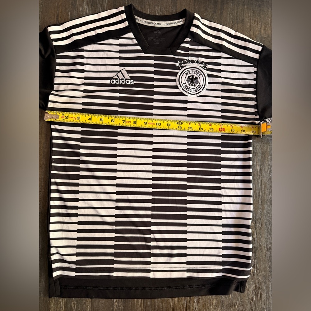 Adidas Kids L Black and White Checkered GERMAN soccer Jersey